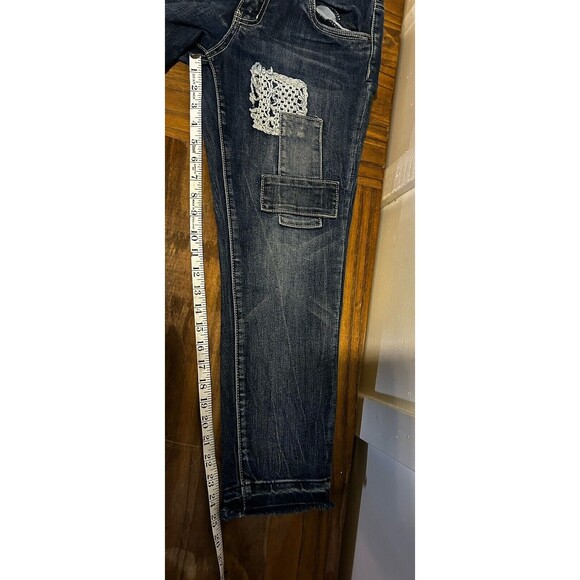 Dollhouse Patchwork Jeans Skinny Crop Juniors Size 9 Distressed Patchwork - Picture 9 of 9